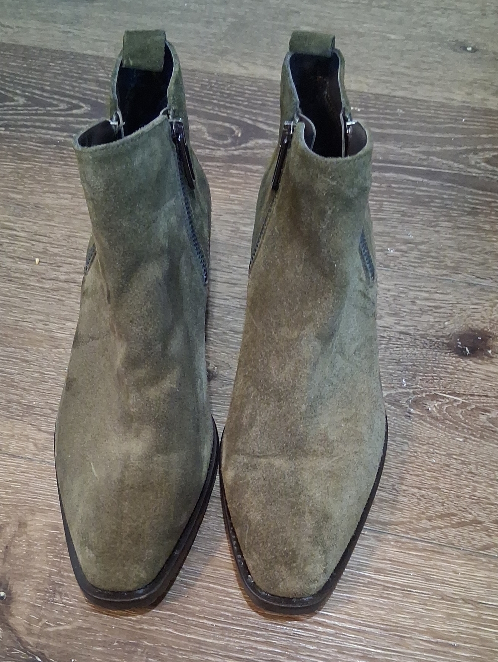Aquatalia Suede Fantina Ankle Boots in Olive Green - Picture 3 of 8